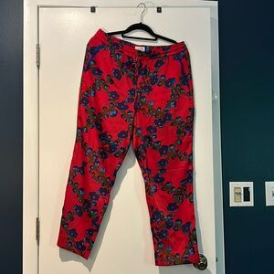 J Crew Collection red trellis print pants